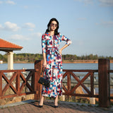 Women's seaside holiday slim dress with geometric prints from Eternal Gleams