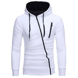 Diagonal Zipper Design Sweater Solid Color Hooded Sweater Men Clothes from Eternal Gleams