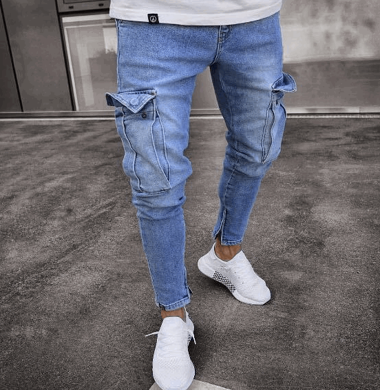 Cargo Hole Denim Jeans Men