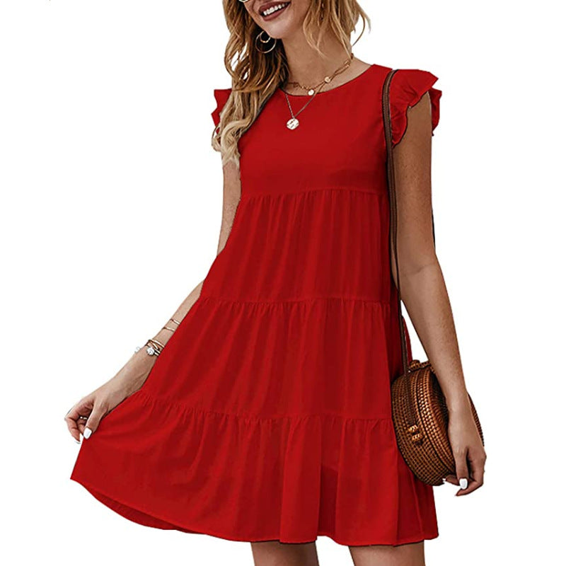 Chic Comfort: Women's Round Neck Short Sleeve Dress from Eternal Gleams