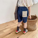 Boys And Girls Patch Raw Edge Denim Shorts