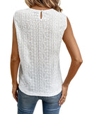 Women's Lace Stitching Solid Color Vest Women's See-through Round Neck Top from Eternal Gleams