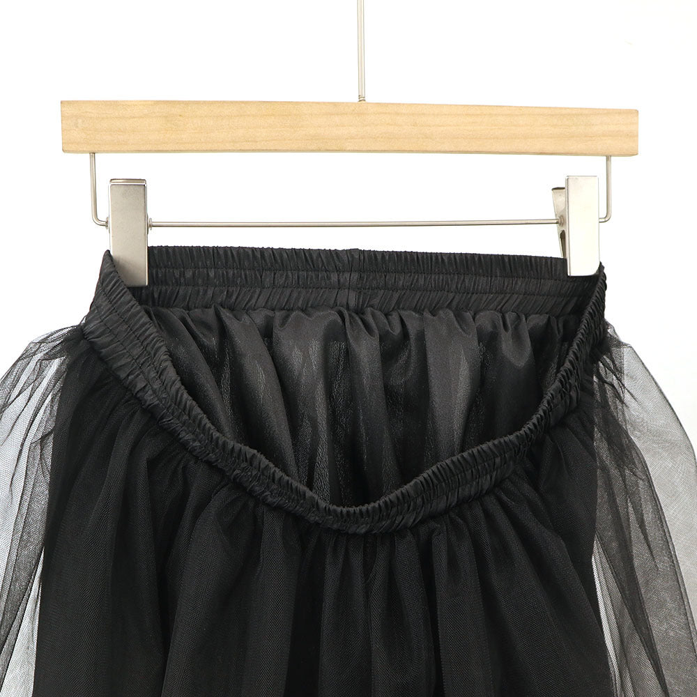 Fashion Women's High Waist Stitching Black Mesh Skirt from Eternal Gleams