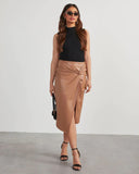 Women's Split Mid-length Hot Girl Leather Hip Skirt from Eternal Gleams