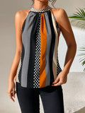 Urban chic polka dot camisole with vibrant geometric prints