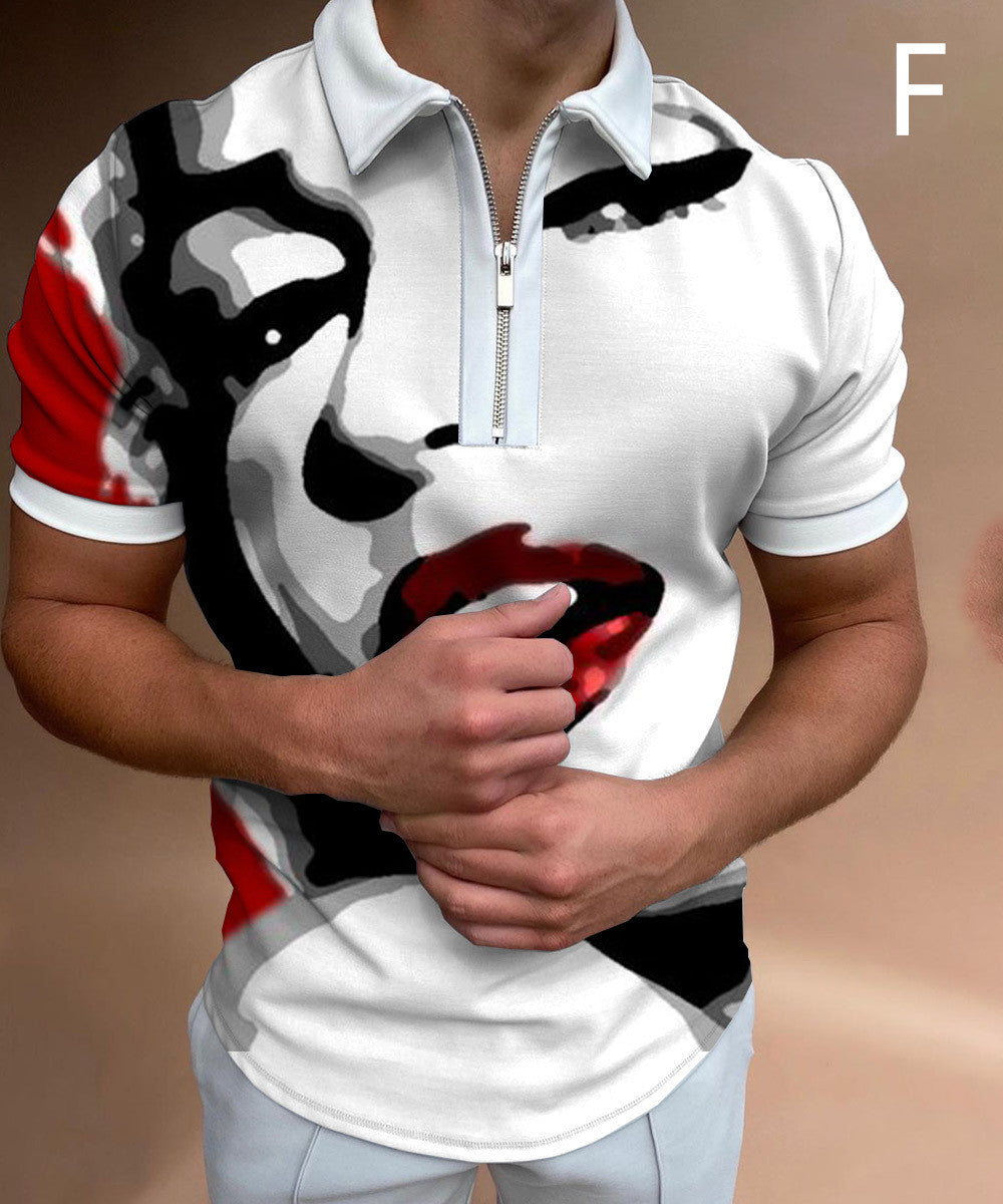 Men's Face Art Print Short Sleeve T-Shirt in various sizes