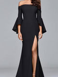 Elegant Off-Shoulder Split Maxi Dress from Eternal Gleams