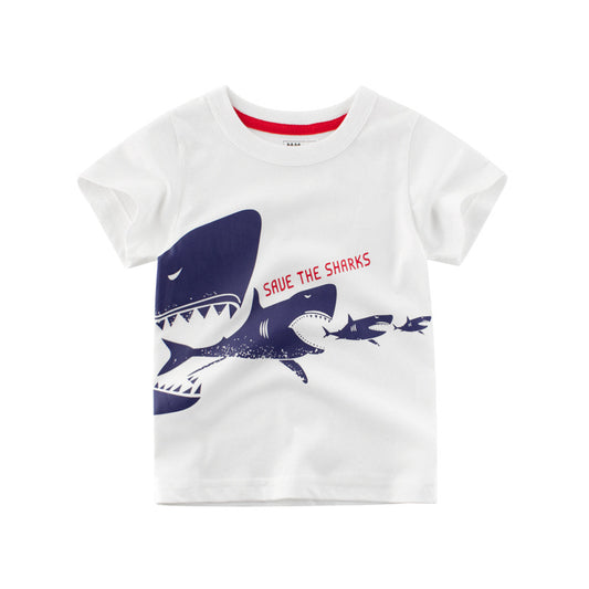 Korean Fashion Boys' Short Sleeve T-Shirt - Stylish and comfortable summer cotton top for boys.