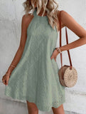 Summer New Women's Lace Solid Color Sleeveless Button Dress from Eternal Gleams