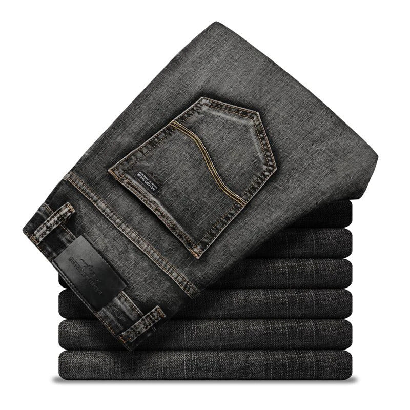 Classic Black Slim-Straight Men's Jeans from Eternal Gleams