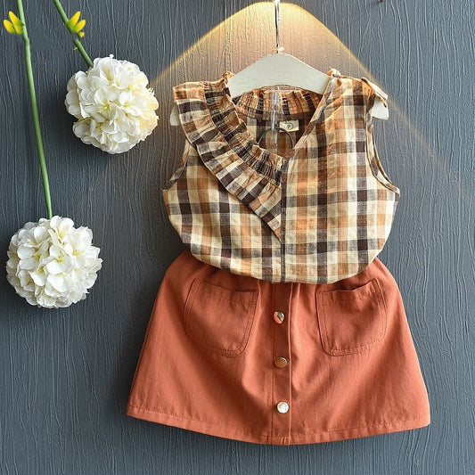 Cute Summer T-Shirt and Skirt Clothing Set for Baby Girls from Eternal Gleams.