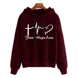 Heart Print Hoodie Sweatshirt Pullover Tops Women Long Sleeve Sports Clothes from Eternal Gleams