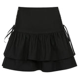 High Waist Bandage Mini Skirt - Dark Gothic Punk Style in Black