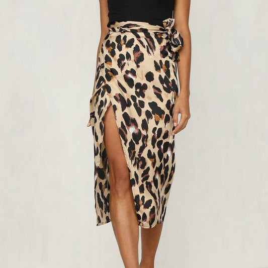 Wild Safari Chic: Split Bandage Streetwear Skirt