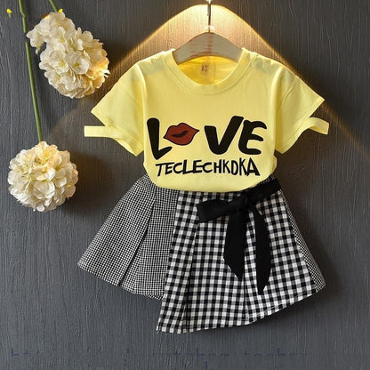 Cute Summer T-Shirt and Skirt Clothing Set for Baby Girls from Eternal Gleams.