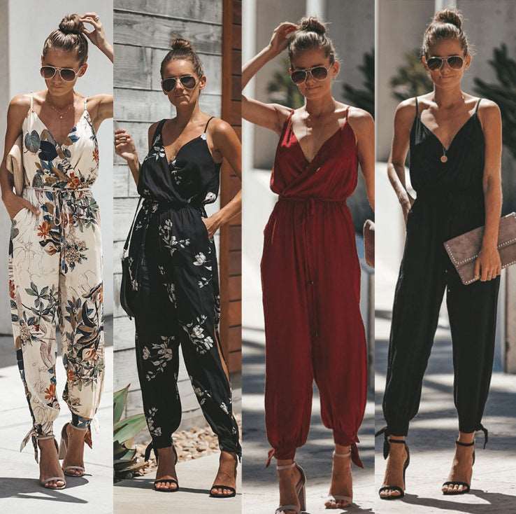 Flaunt Your Style: Printed Sexy Backless Jumpsuit