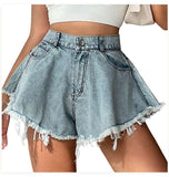 Chic Charm: High Waist Tassel Denim Shorts