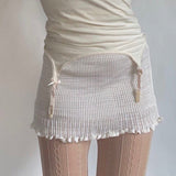 Solid Color Stretch Lace Skirt Ruffle Hip from Eternal Gleams