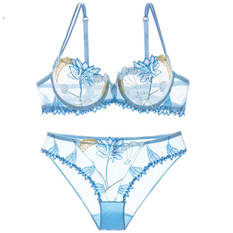 Underwear explosions transparent mesh embroidered bra bra set from Eternal Gleams