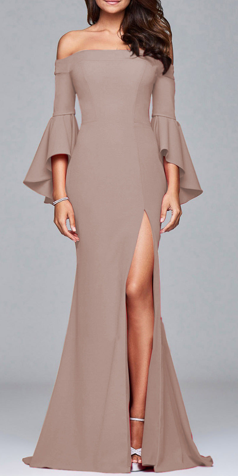 Elegant Off-Shoulder Split Maxi Dress from Eternal Gleams