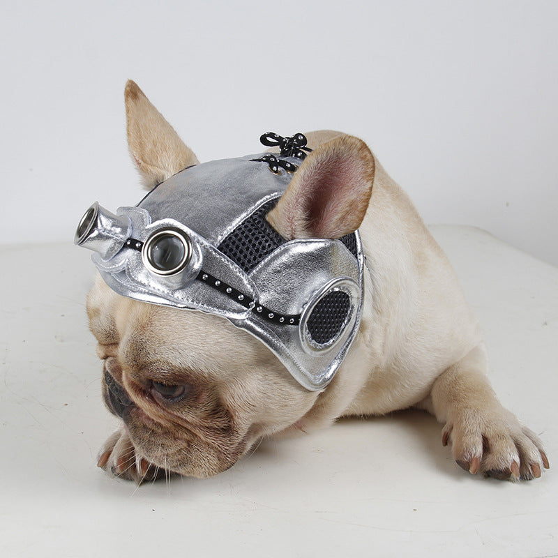 Pawsome Pilot Hat: Black & Silver Pet Party Dress Essential from Eternal Gleams