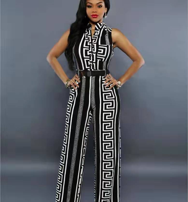 Chic Printed Jumpsuit with Belt from Eternal Gleams