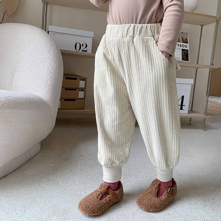 Children's Feet, Close-up Warm Corduroy And Velvet Pants Boys And Girls Leisure from Eternal Gleams