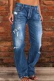 Loose Wide Leg Denim Retro Washed Ripped Trousers from Eternal Gleams