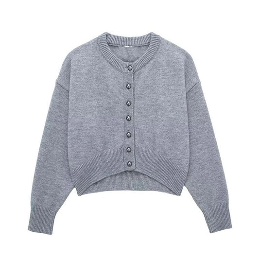 Gray High Waist Knitted Coat: Effortless Elegance