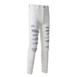 White Cashew Flower Patch Torn Jeans from Eternal Gleams