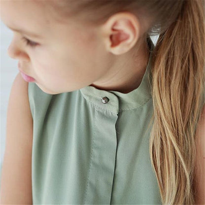 Fashion Simple Solid Color Sleeveless Small And Medium Girl Dress from Eternal Gleams