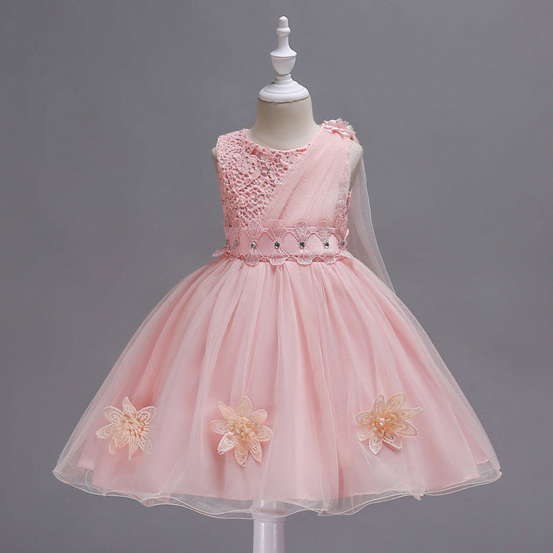 Petals & Pearls: Floral Satin Baby Girl Dress from Eternal Gleams