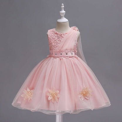Petals & Pearls: Floral Satin Baby Girl Dress