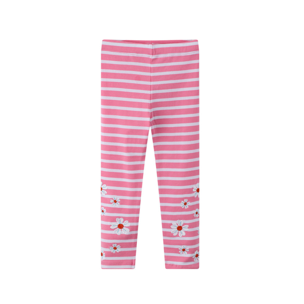 European Charm: Girls' Cotton Leggings from Eternal Gleams