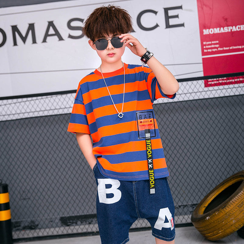 Striped Casual Cotton Boys' Summer Clothing from Eternal Gleams