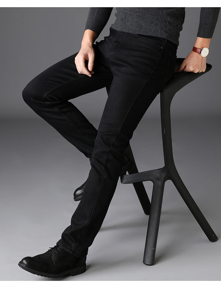 Classic Black Slim-Straight Men's Jeans from Eternal Gleams