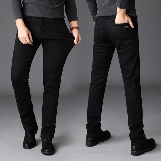 Classic Black Slim-Straight Men's Jeans from Eternal Gleams