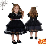 Girls' Fashion Halloween Mesh Stitching Puff Sleeve Dress from Eternal Gleams