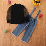 Chic Kids' Mesh Sleeve Denim Set