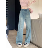 Pearl Straight Jeans High Waist Slim-fit Wide-leg Pants Women from Eternal Gleams