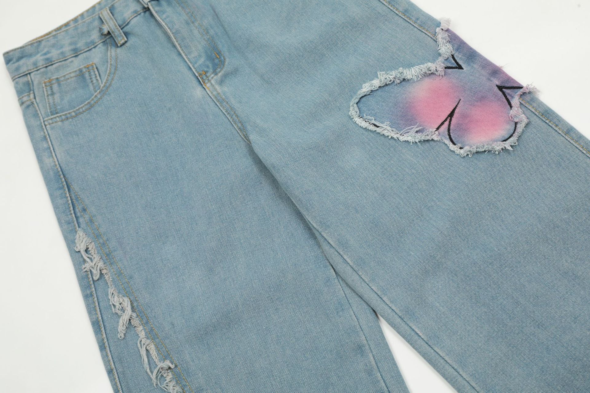 Sweet Cute Butterfly Wash Denim Trousers from Eternal Gleams