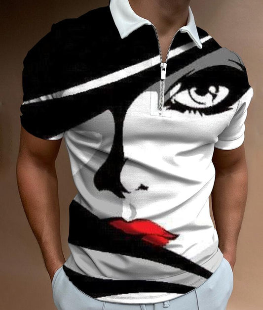 Men's Face Art Print Short Sleeve T-Shirt in various sizes
