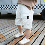 Solid Color Boy's Thin Loose Cropped Cargo Trousers from Eternal Gleams