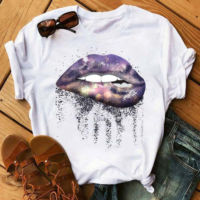 Kiss ME Colorful White With Printed Pattern Short Sleeve from Eternal Gleams
