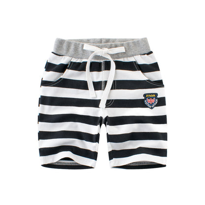 Boys' trousers striped elastic cotton baby Capris children's trousers summer style from Eternal Gleams