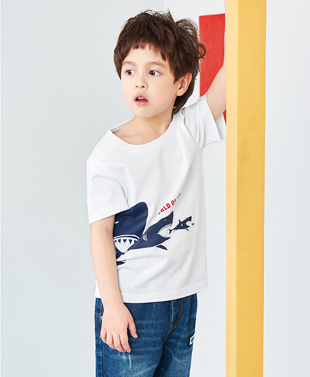 Korean Fashion Boys' Short Sleeve T-Shirt - Stylish and comfortable summer cotton top for boys.