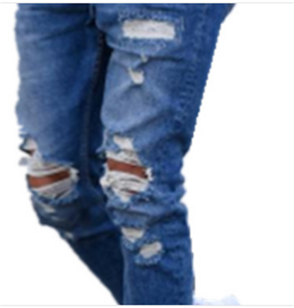 Denim bleu profond : jeans vieilli pour hommes