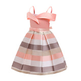 Fashion Sling Dress Children's Strapless Striped Birthday Dress from Eternal Gleams