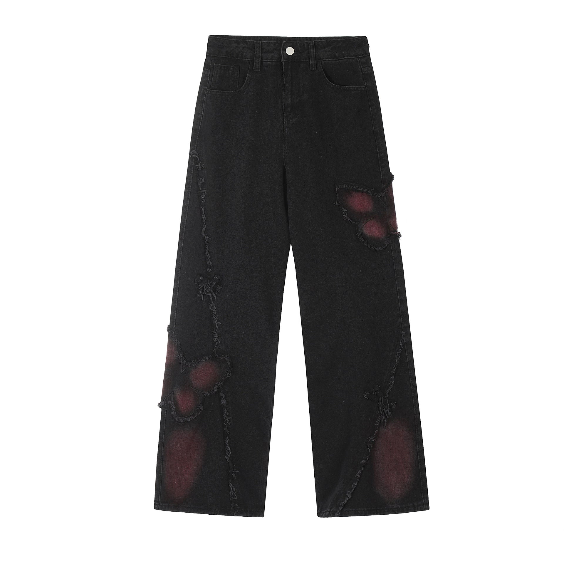 Sweet Cute Butterfly Wash Denim Trousers from Eternal Gleams