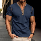 Men's fashion short-sleeved polo shirt, summer button V-neck T-shirt in high-quality polyester and cotton blend, available in multiple colors and sizes. from Eternal Gleams